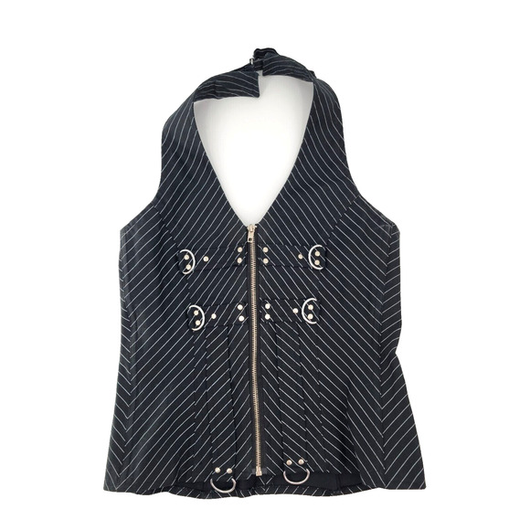 Dead Threads Women's Medium Goth Punk Grunge Halter Vest Corset Stripes Y2K - Picture 3 of 15